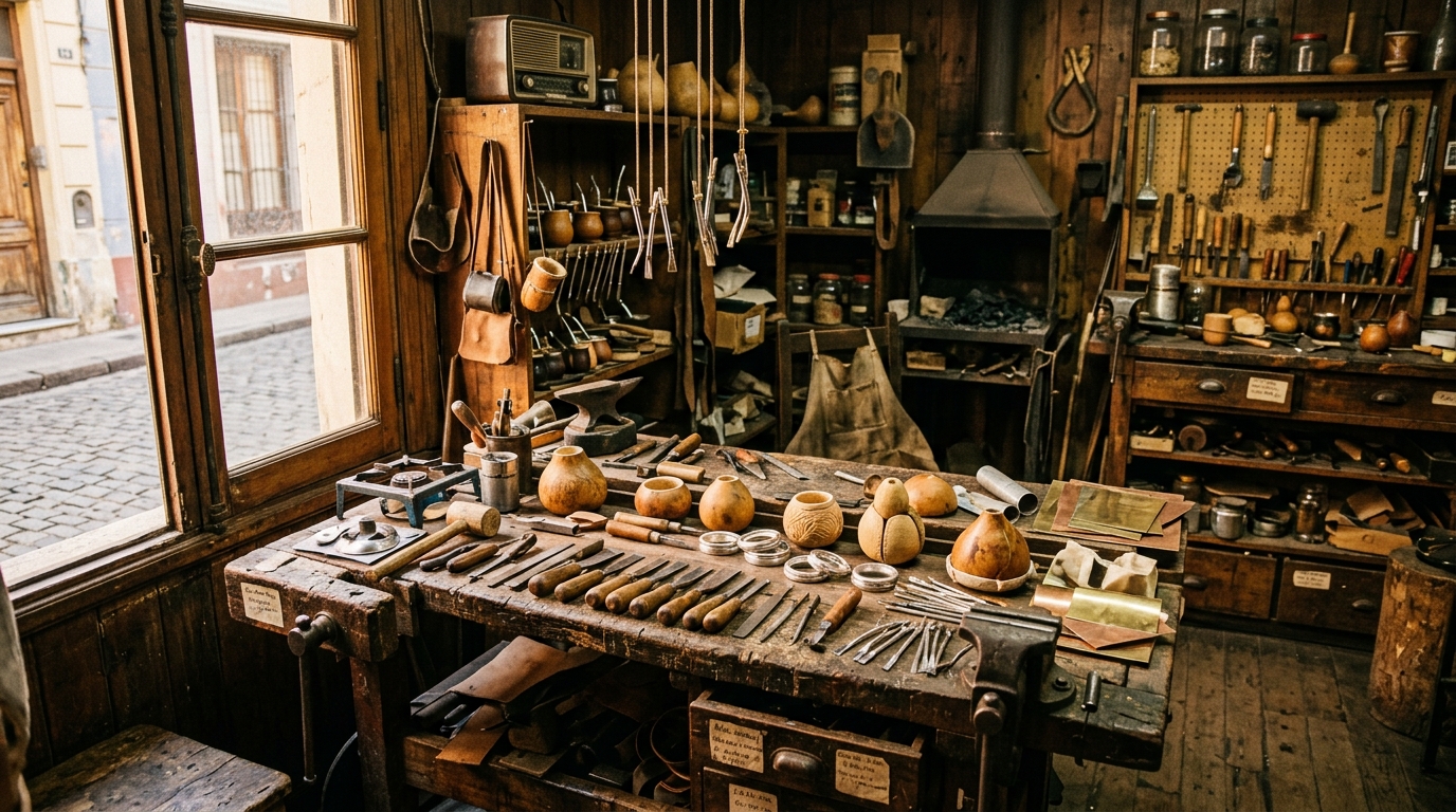 Taller de fabricación artesanal de mates y bombillas en Buenos Aires